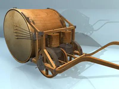 Leonardo mechanical drum 3D model
