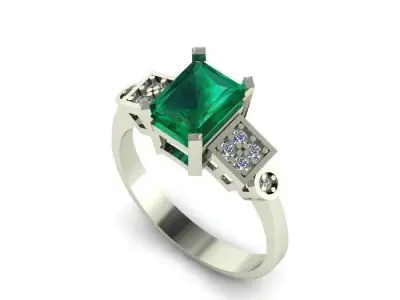 Emerald Diamond Ring Jewellery for Women 3D print model