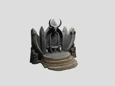 Medieval Modular Wall Altar Stone Low-poly 3D model