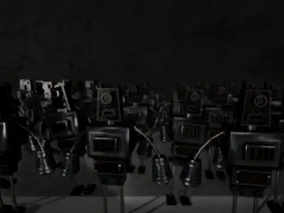 Robot group of robots Free low-poly 3D model