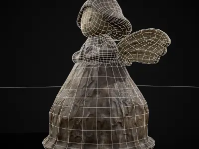 Angel Wood Figurine Low-poly 3D model