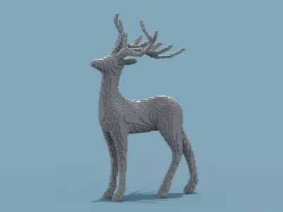 Voxel Deer Low-poly 3D model