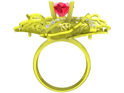 6124 luxury flower diamond ring  3D print model