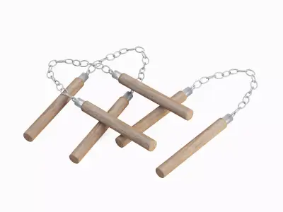 Wooden Nunchaku 02 3D model