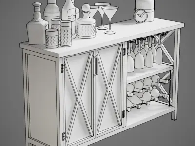Contemporary Mini Bar Cabinet  3D model