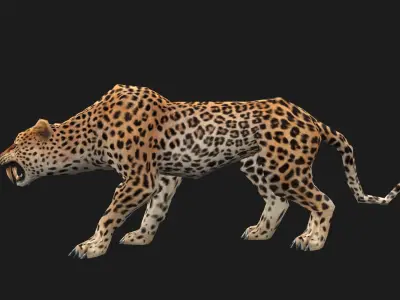 low-poly animated leopard Low-poly 3D model