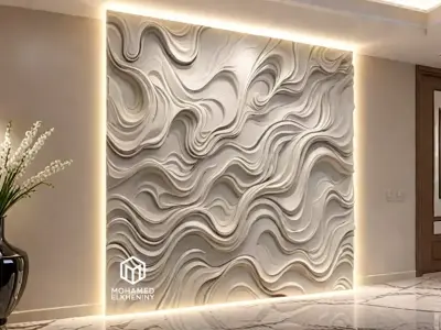 modern panel wall decor set wall relief mural CNC 127 3D model