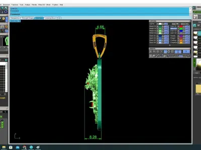 Rectangular Dragon Pendant with Gemstone Center  3604 3D print model