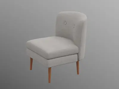Eren Chair Ivory upholstered Low-poly 3D model