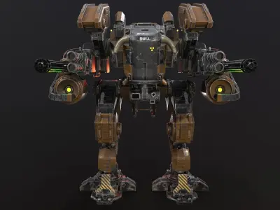 Mech in military style Low-poly 3D model