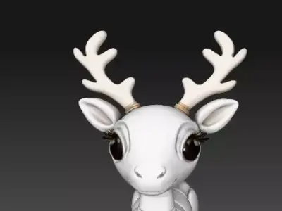 Christmas deer  Cute Articulated Holiday Reindeer 3D Print Model Low-poly 3D model