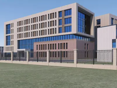Industrial Building Factory 14 Low-poly 3D model