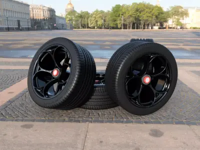 Alfa Romeo GTAm Wheels plus Tires 3D print model