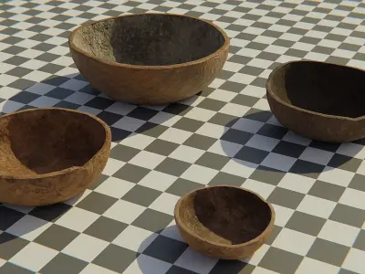 Wooden old dishes Low-poly 3D model