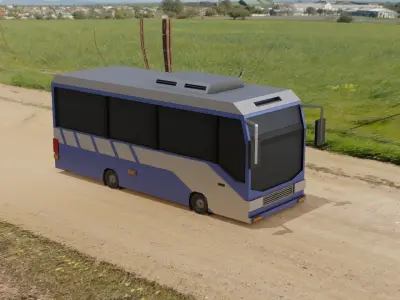 Low poly bus cartoon Low-poly 3D model