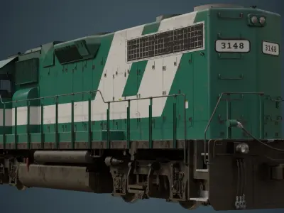 Locomotive 2B Low-poly 3D model