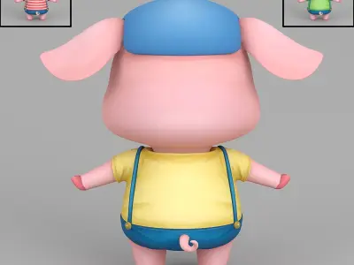 cartoon Pig Low-poly 3D model