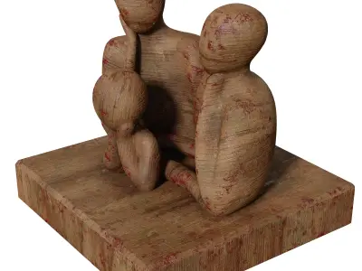 Old Paint Dirt wooden Sculpture Low-poly 3D model
