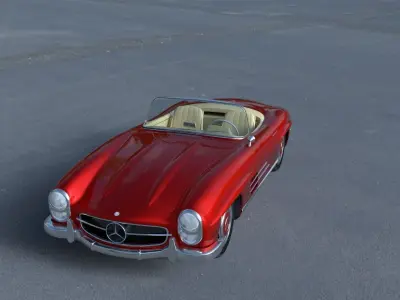 Fully Modelled Mercedes 300SL Roadster Red HDRI 3D model