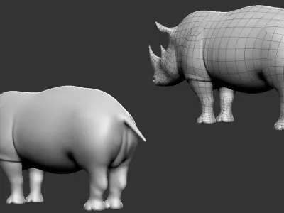 Rhino Basemesh Low-poly 3D model