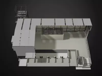 Industrial building in cutaway section 25i32 3D model