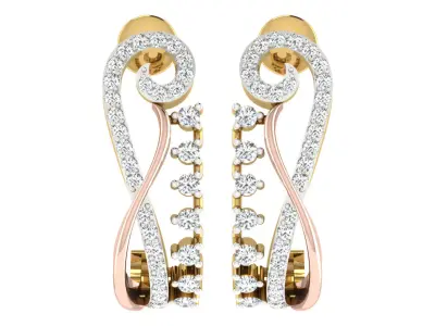 Solitaire Women Drop Earring 3dm STL OBJ FBX Render Details 3D print model 5