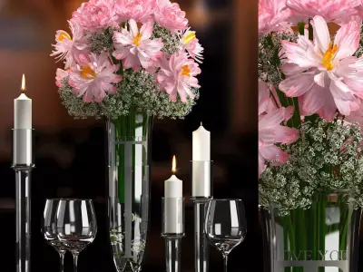 Decorative vase set 3D model