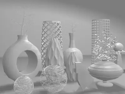 Vases Set and pots Free 3D print model