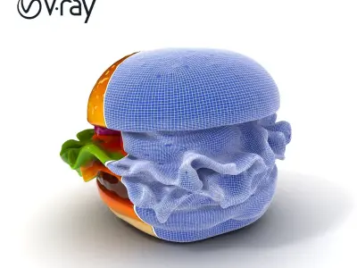 Cheeseburger D Model Pack with Onion and Lettuce Low-poly 3D model