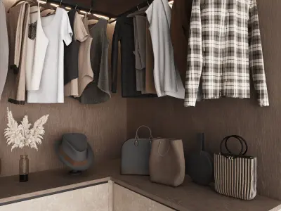 Wardrobe composition  with filling 3D model