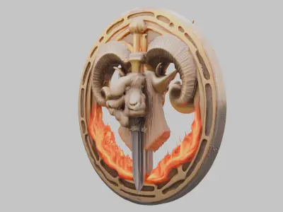 Goat Fire Emblem Low-poly 3D model
