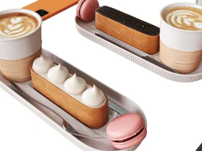 Decorative Set For Cafe Table Set3 3D model