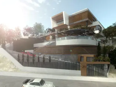 VAL18 modern house on side of hill 3D model