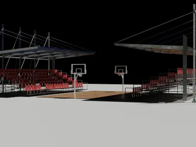 Basket ball court Free low-poly 3D model