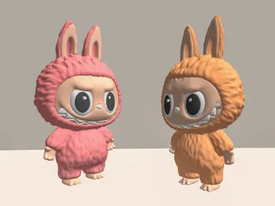 Modern toys Labubu plush toys ornaments combination 3D model