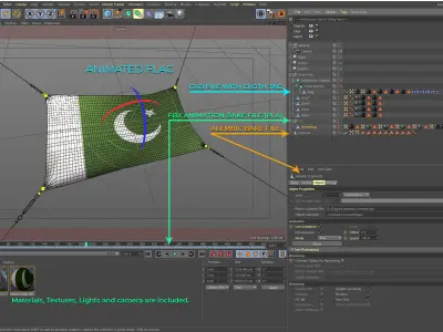 Animated Flag- Wired Transitional Flag  3D model