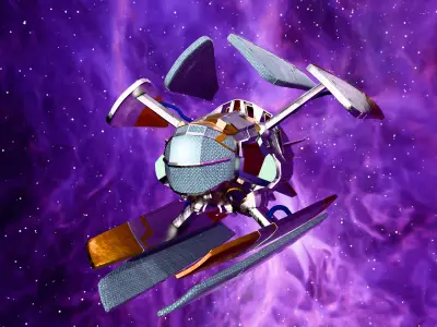 Stylized Sci Fi Spaceship 3D Model Game Ready Low-poly 3D model