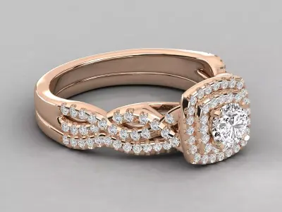 Luxury Halo Diamond Engagement Ring CAD Design STL 3DM 3D print model