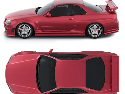 Nissan Gtr R34 Low-poly 3D model