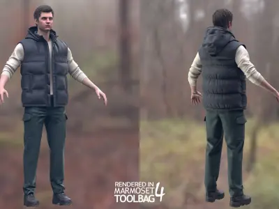 Man in Autumn Outfit 15 - Modular - Rigged Low-poly 3D model