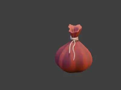 Lowpoly leather pouch with texture Low-poly 3D model