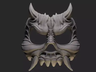 Wearable Mask 17 Skull Horn 3D print model 3D print model