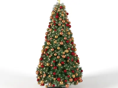 Christmas Tree 9 feet with Balls and Lights 3D model