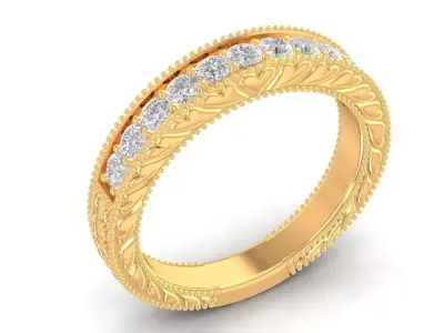 Diamond Eternity Gold Ring for Women 872 3D print model