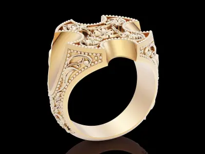Lux  ring  sterling gold carving printable jewelry 3D model 3D print model