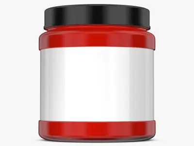 Red Jar with Label and Cover 3D model