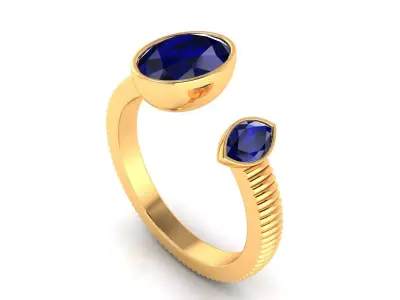 Ring M178 The luxury female ring with gems oval marquise shaped  3D print model