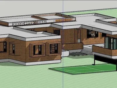 Cultural Center with sports quipments and badminton court 3D model