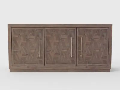 Three Door Credenza - Tumbler Dark Brown 3D model
