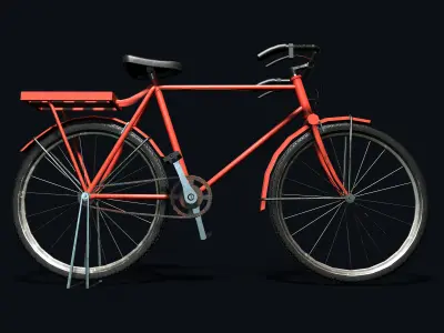Classic Red Bicycle PBR Low-poly 3D model
